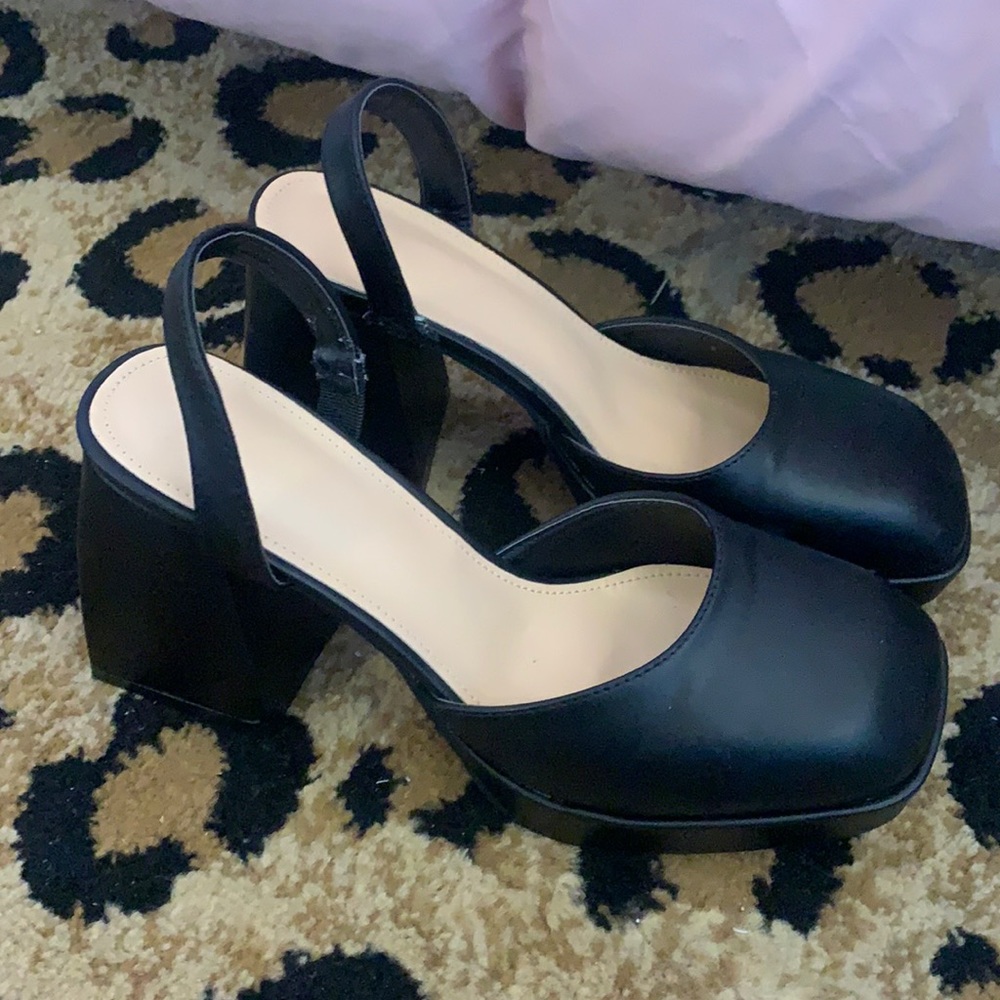 Black Chunky Platform Mules (Nodaleto Style)